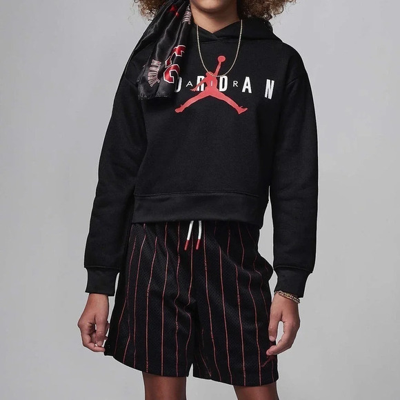 Jordan Other - New Jordan Girls Crop Jumpman Sustainable Black Pullover Hoodie Small 8-10 yrs